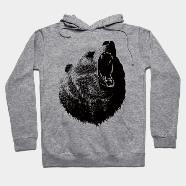 Roaring Bear (white) Hoodie by zoneo